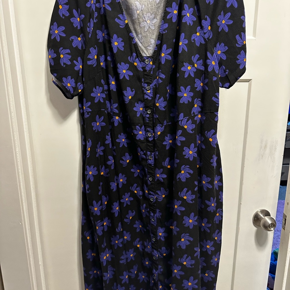 Ava & Viv Black Maxi Dress with Purple Floral Pattern